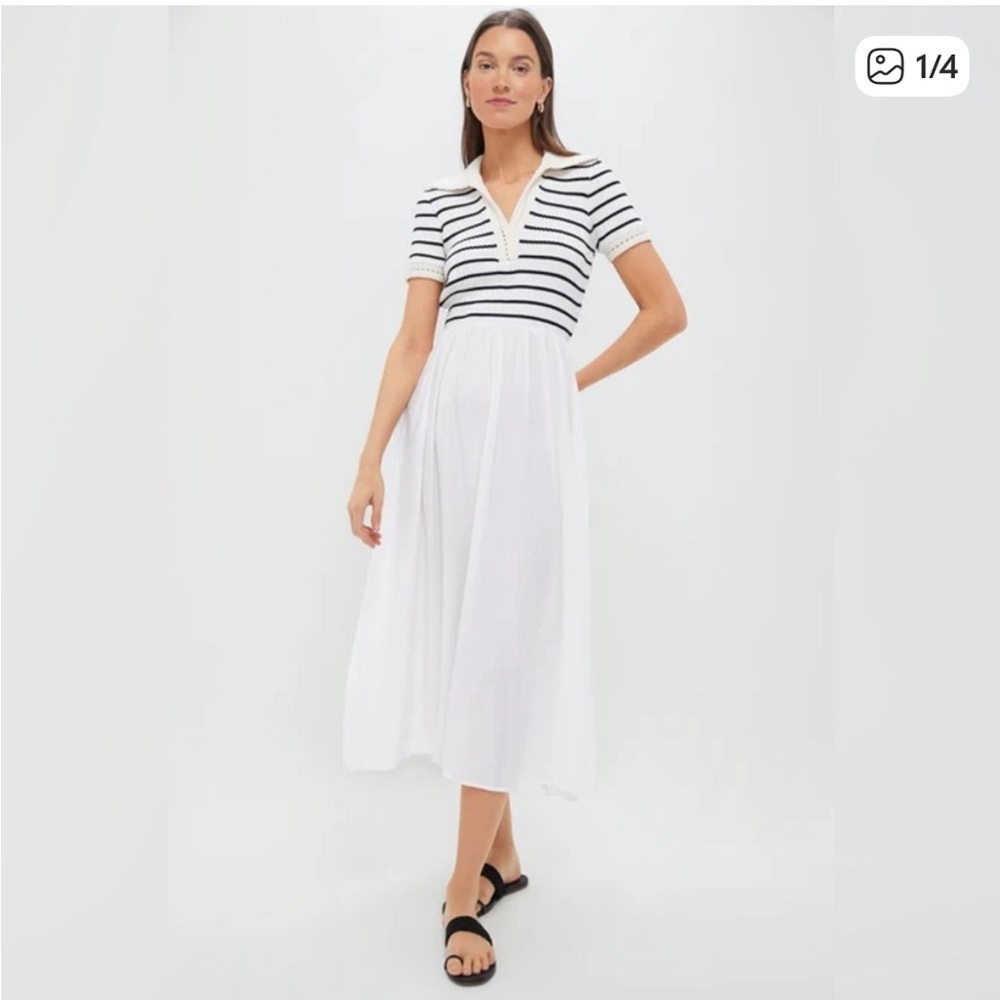 Moon River Cream and Black Striped Dress